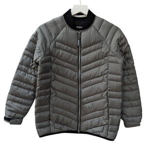 BlackYak Women's XXS 155CM Down Jacket Lightweight Puffer Zip Up Grey